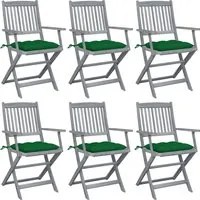 Sedie da Giardino Pieghevoli 6pz con Cuscini in Massello Acacia cod mxl 6475