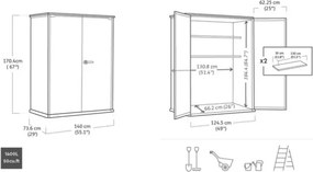 Box Porta Attrezzi Da Esterno In Resina 140x73,6x170,4H Cm High Store Grigio Effetto Legno Keter