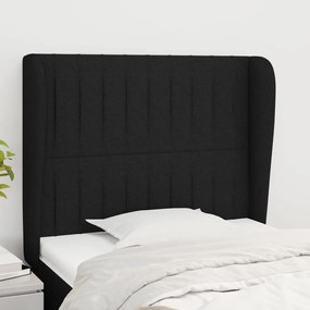Testiera Ad Orecchio Nera 93x23x118/128 Cm İn Tessuto /