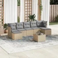 Set Divano da Giardino 8 pz con Cuscini Beige in Polyrattan 3249878