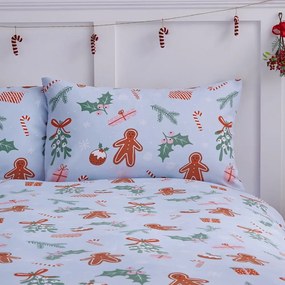 Set copripiumino e federa blu in microfibra per letto matrimoniale e per letto esteso 230x220 cm Gingerbread – Catherine Lansfield