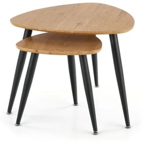 SET 2x Tavolino NICEA diametro 40/60 cm oro quercia/nero