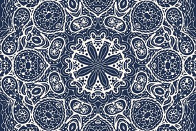 Carta da parati – Mandala bianca su sfondo blu