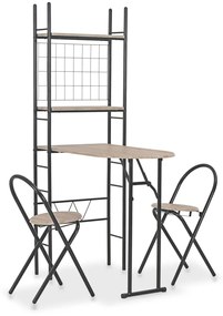 Set Tavolo E Sedie Pieghevoli Con Scaffale 3 Pz Mdf E Acciaio /