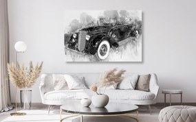 Quadro su tela – Auto retrò storica in bianco e nero