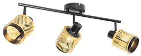 Faretto industriale nero con oro 3 luci - Kayden