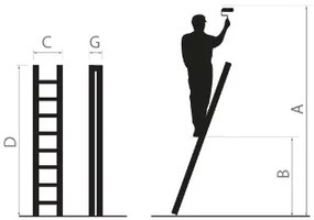 Scala di sostegno in alluminio monoblocco con 7 gradini e portata di 150 kg