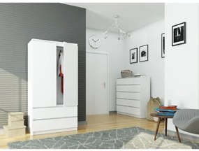 Armadio Guardaroba 2 Ante 2 Cassetti 90x50x180 Artika Bianca