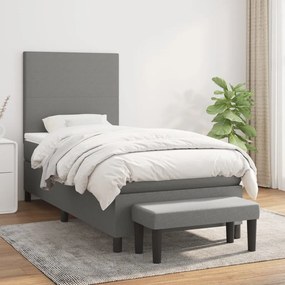 Giroletto A Molle Con Materasso Grigio Scuro 80x200 Cm Tessuto /