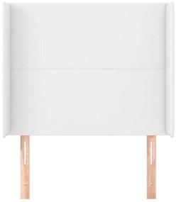 Testiera ad orecchio bianco 83x16x118/128 cm in similpelle