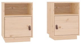 Comodini 2 pz 40x34x55 cm in legno massello di pino