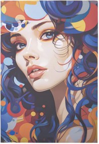 Quadro moderno verticale su tela 60x90 cm ritratto donna blu