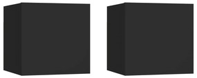 Comodini Neri 2 Pz 30,5x30x30 Cm İn Truciolato /