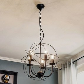 Luminex Lampadario Globe a 5 luci nero