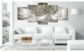 Quadro  Modern Dandelions (5 Parts) Green Wide  Colore Argento, Dimensioni e Misure 225x100