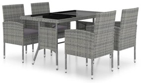 Set Mobili da Pranzo Giardino 5 pz Polyrattan Antracite Grigio