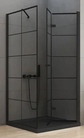 New Trendy New Soleo Black box doccia 90x90 cm quadrato nero opaca/vetro con motivo D-0290A/D-0121B