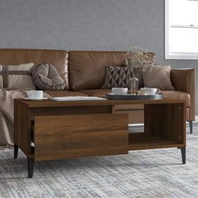 Tavolino Da Salotto Rovere Marrone 90x50x36,5 Cm İn Multistrato /