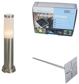 Lampada da esterno a palo in acciaio 45 cm IP44 - Rox con picchetto da terra e pressacavo