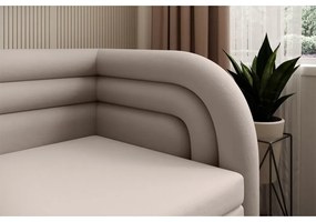 Divano beige allungabile/con contenitore con penisola a destra e rivestimento in velluto 223 cm Fabillo – ELTAP