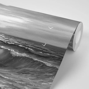 Carta da parati – Mattina sul mare in bianco e nero