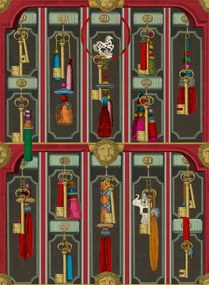 Mindthegap Carta da parati Grand Suite Keys - Anthracite/ Red/ Gold