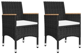 Set da bistrot per giardino 3 pz in polyrattan e acacia nero