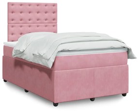 Giroletto A Molle Con Materasso Rosa 120x190 Cm İn Velluto /