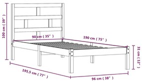 Giroletto Nero 90x190 cm Single in Legno Massello