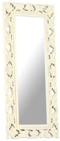 Specchio Intagliato a Mano Bianco 110x50cm in Massello di Mango