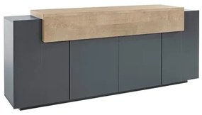 Credenza Moderna A 4 Ante 200x45x85,5 Antracite E Rovere Corona