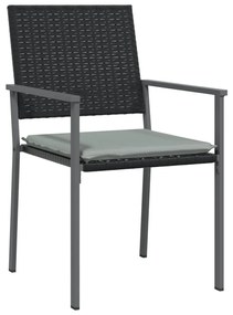 Sedie da giardino con cuscini 6pz nere 54x62,5x89 cm polyrattan