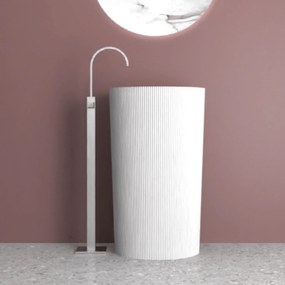 Lavabo Freestanding Con Scarico a Parete 50 Cm Lullaby "Midway" Cannettato Bianco Opaco