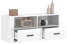 Mobile porta tv bianco lucido 100x35x40 cm in legno multistrato