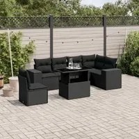 Set Divani da Giardino con Cuscini 7pz Nero Polyrattan 3269195