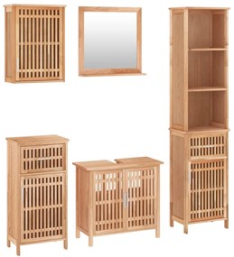 Set mobili da bagno 5pz in legno massello di noce