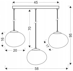 Lampadario a sospensione con filo STONES 3xE27/40W/230V