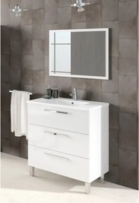 Mobile Bagno 80 Cm Con Lavabo E Specchio Da Terra Bianco Athena 3 Cassetti