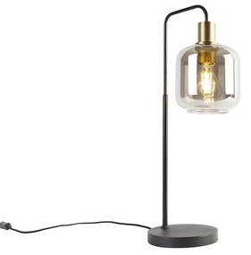 Lampada da tavolo intelligente nera con oro e vetro fumé incl. Wifi A60 - Zuzanna