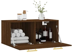 Mobile a parete rovere marrone 80x36,5x35 cm legno multistrato