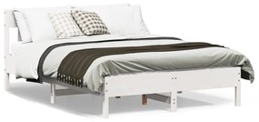 Letto Senza Materasso Bianco 140x200 Cm Legno Massello Di Pino /