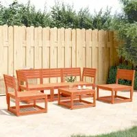 Set Divani da Giardino 5 pz Marrone Cera Legno Massello Pino 3216972