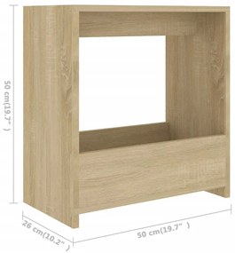Tavolino Rovere Sonoma 50x26x50 cm in Legno Multistrato