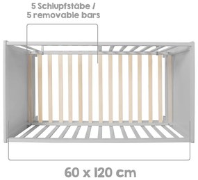 Lettino grigio/grigio tortora 60x120 cm Hamburg – Roba