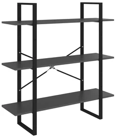 Libreria a 5 ripiani grigia 100x30x175 cm in legno multistrato