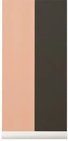Ferm Living Carta da parati Thick Lines - Green/ Rose