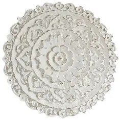 Decorazione da Parete DKD Home Decor Bianco Mandala Legno MDF (90 x 2 x 90 cm)