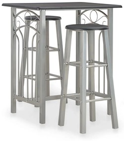 Set Da Bar 3 Pz İn Legno E Acciaio Nero /