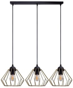 Lampadario a sospensione con filo CEED GOLD 3xE27/60W/230V nero/oro