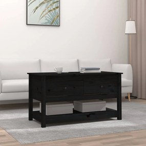 Tavolino Da Salotto Nero 102x49x55 Cm İn Legno Massello Di Pino /
